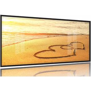 Quadro Decorativo Corações Na Praia 130x60 Moldura Preta 2x2