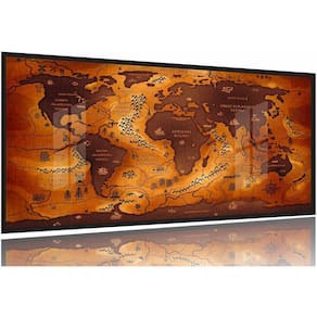 Quadros Decorativos Mapa Mundi Vintage Geografia130x60 Moldura Preta 2x2