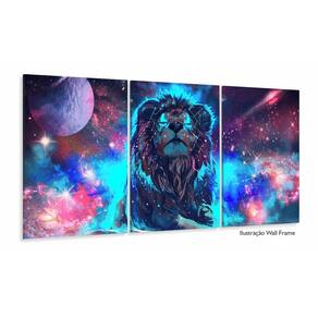 Quadro Decorativo Leão do Universo Em Tecido120x60 3 peças