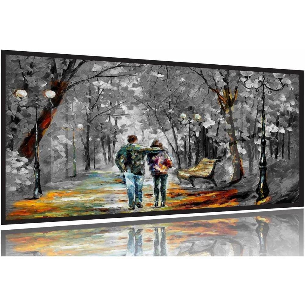 Quadros Decorativos Romantico Bosque City Sala 130x60 Moldura Preta 2x2