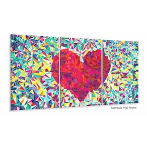 Quadro decorativo Coração Origami Tela em Tecido