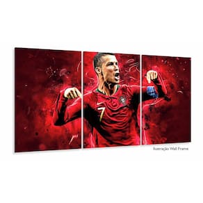 Quadro Decorativo Futebol Cristiano Ronaldo120x60 3 peças