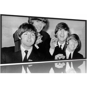 Quadro Decorativo The Beatles Sala 130x60 Moldura Preta 2x2