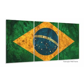 Quadro Decorativo Bandeira Do Brasil Hd 120x60 3 peças Quar