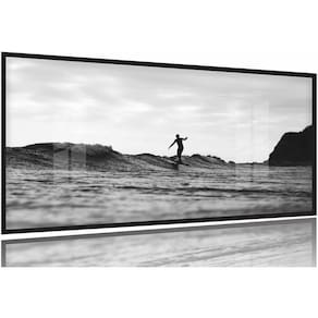 Quadro Decorativo Surfing Praia Onda 130x60 Moldura Preta 2x2