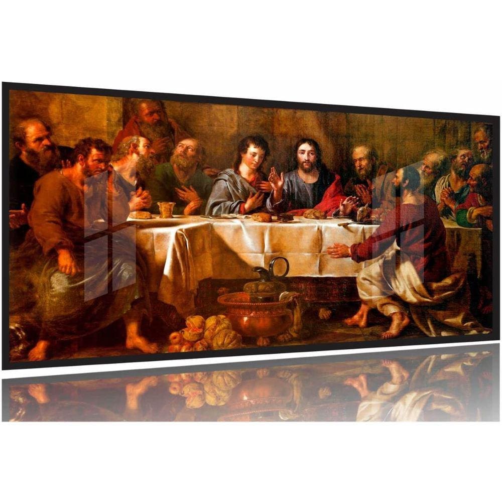 Quadros Decorativos Santa Ceia Catolico Copa Cozinha 130x60 Moldura Preta 2x2