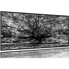 Quadro Árvore Copa Grande Em Preto E Branco Mosaico130x60 Moldura Preta 2x2