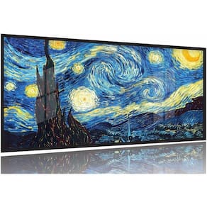 Quadro Decorativo Van Gogh Noite Estrelada 130x60 Moldura Preta 2x2