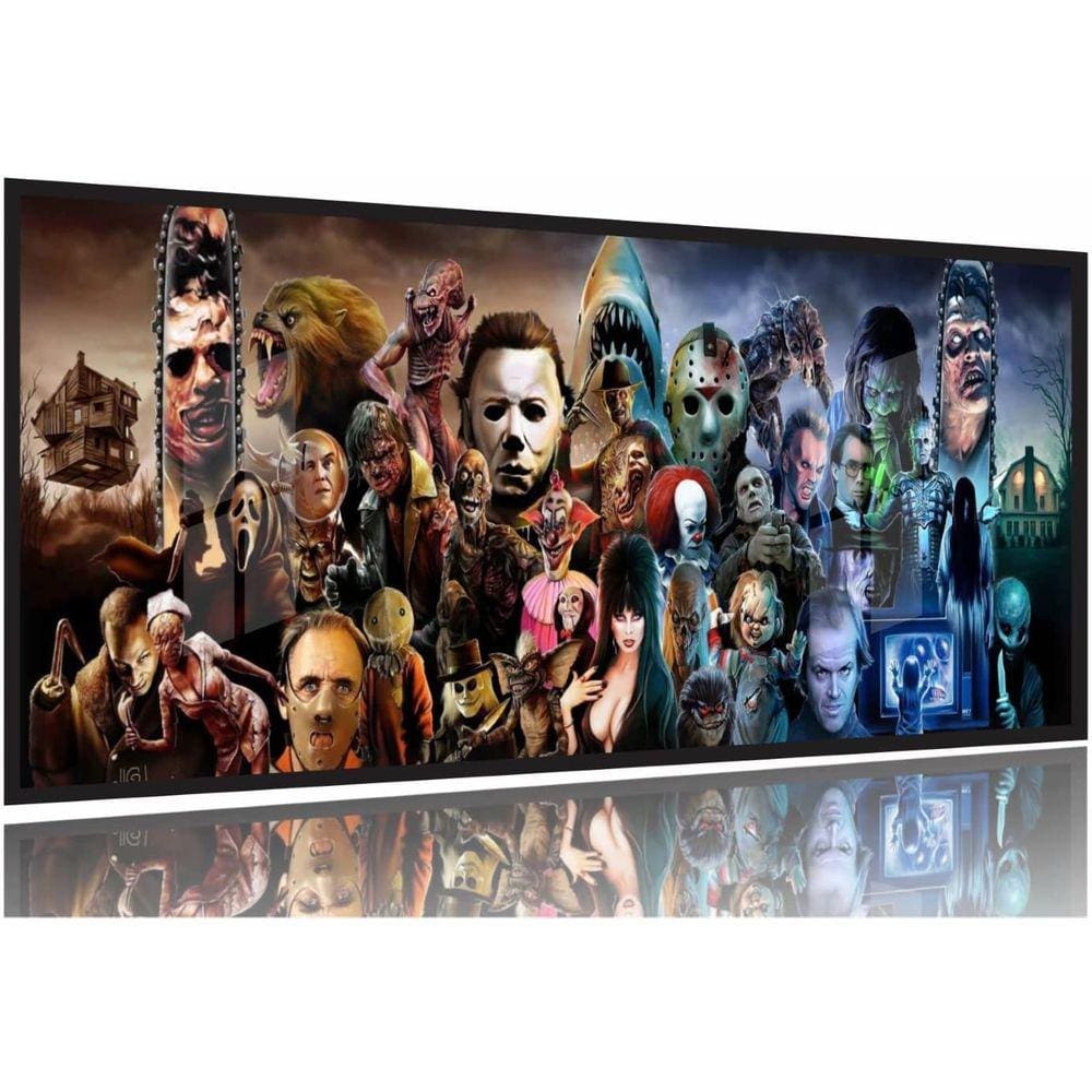 Quadro Decorativo De Terror 130x60 Moldura Preta 2x2
