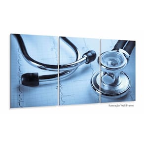 Quadro Decorativo 5 peças Medicina Stetoscópio Azul 120x60 3