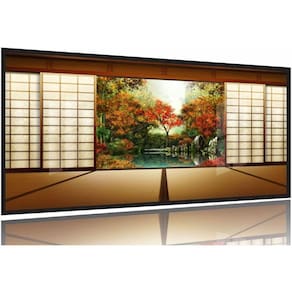 Quadro Decorativo Janela do Japão 130x60 Moldura Preta 2x2