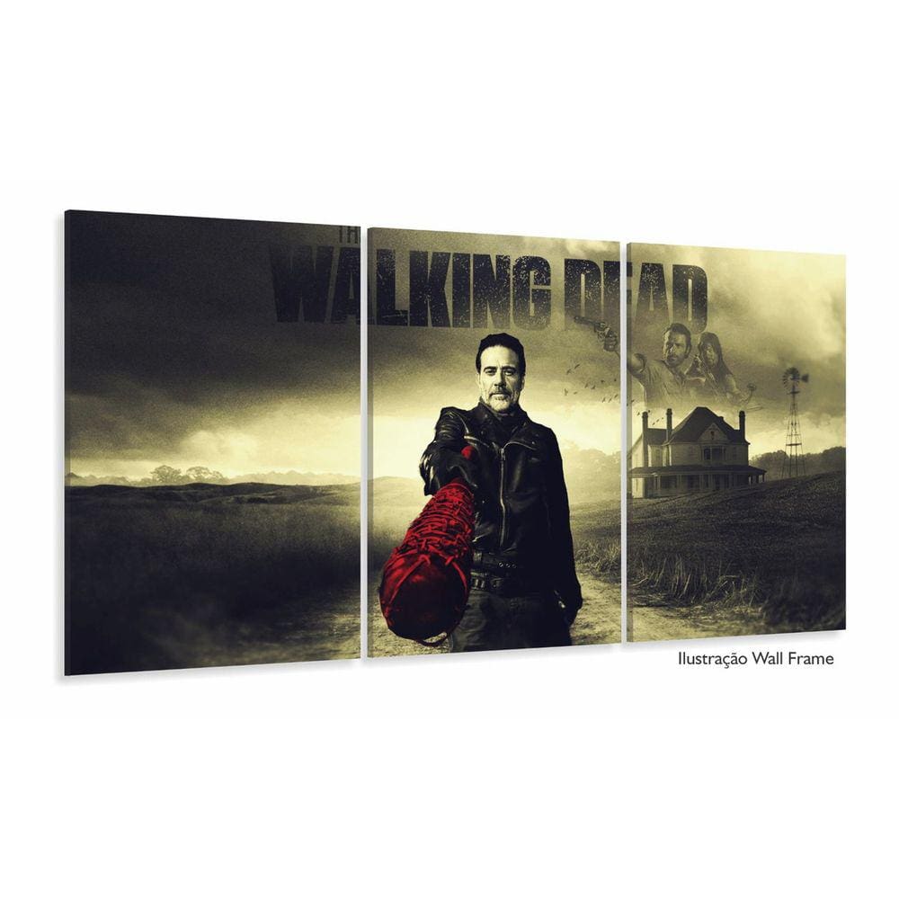Quadro Decorativo The Walking Dead 120x60 3 peças em tecido