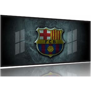 Quadro Decorativo Futebol Barcelona 130x60 Moldura Preta 2x2