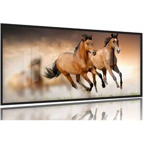 Quadro decorativo Dois Cavalos Marrons 130x60 Moldura Preta 2x2
