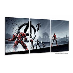 Quadro Decorativo Vingadores 3 peças 120x60 cm em tecido