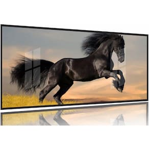 Quadro decorativo Cavalo Preto Pulando Para Sala Quarto 130x60 Moldura Preta 2x2
