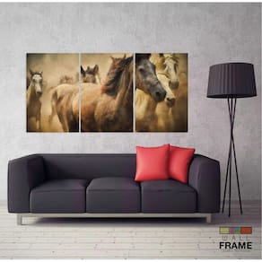 Quadro Decorativo Sala Quarto Cavalos 3 pç 120x60