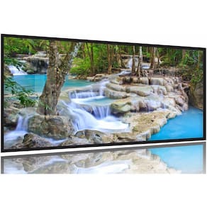 Quadro Decorativo Fluxo De Cachoeira Azul 130x60 Moldura Preta 2x2