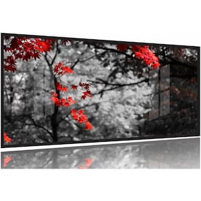 Quadro Decorativo Outono Paisagem 130x60 Moldura Preta 2x2