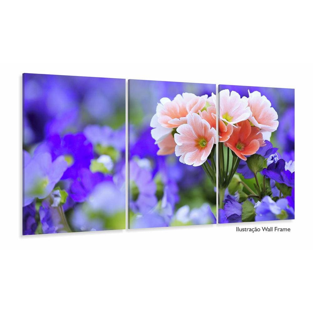 Quadro Decorativo Flores Escritório Em Tecido 3 Peças m02
