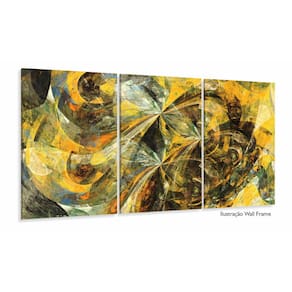 Quadro Decorativo Abstrato Marmore Amarelo 3pç 120x60
