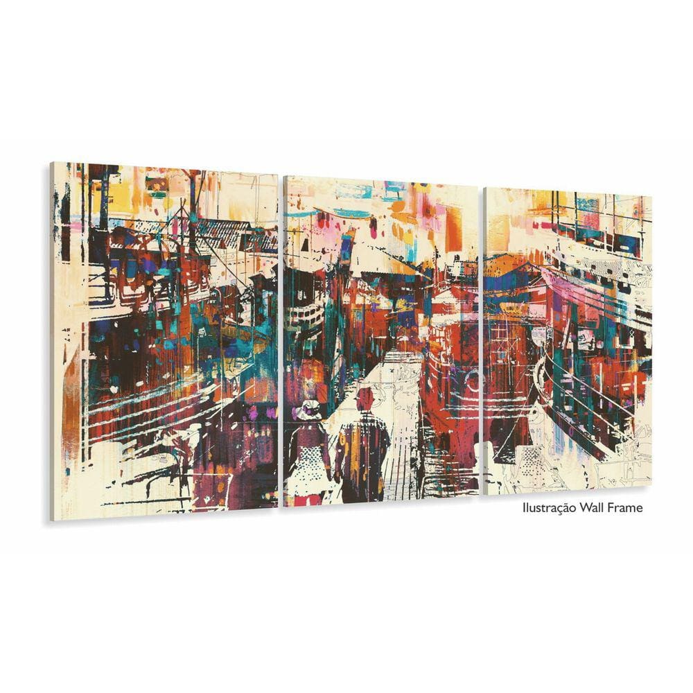 Quadro Decorativo Abstrato Moderno Luxo 120x60 3 peças