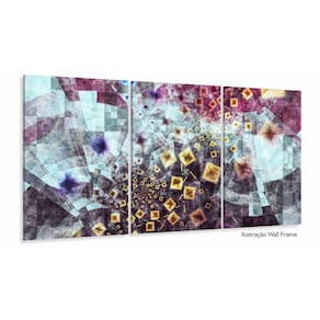 Quadro Decorativo Abstrato Fractal Sala quarto 120x60 3 pçs