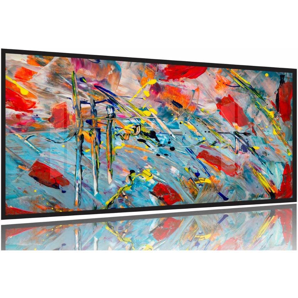 Quadro Decorativo Pintura Abstrata Color 130x60 Moldura Preta 2x2