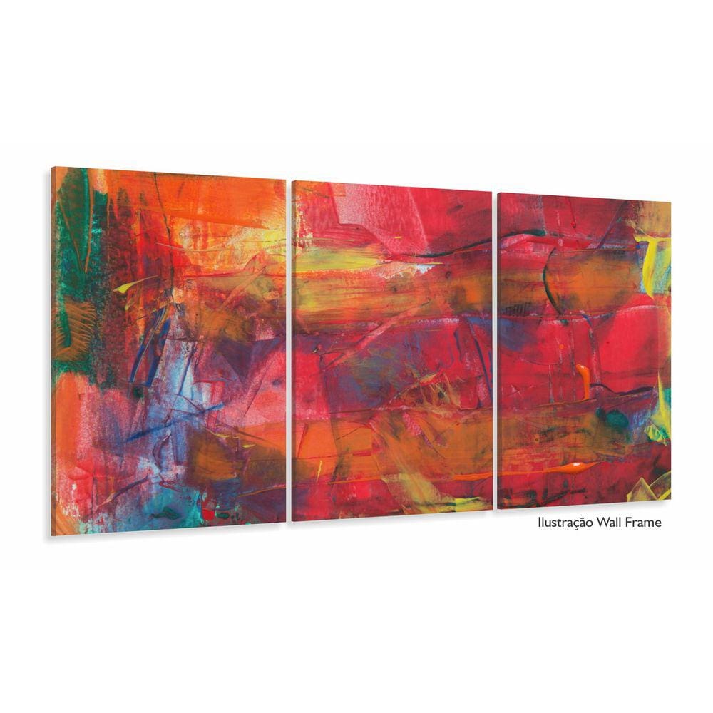 Quadro Decorativo Abstrato Vermelho 3 pç 120x60 sala quarto