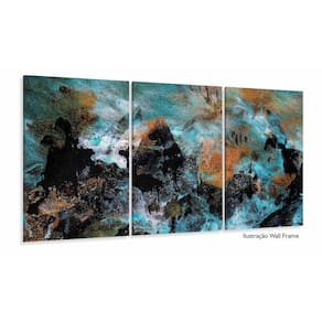 Quadro Decorativo Abstrato Azul Preto 120x60 3 peças