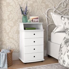 Mesa de Cabeceira Luxo II com 4 Gavetas - Branco - EJ Móveis