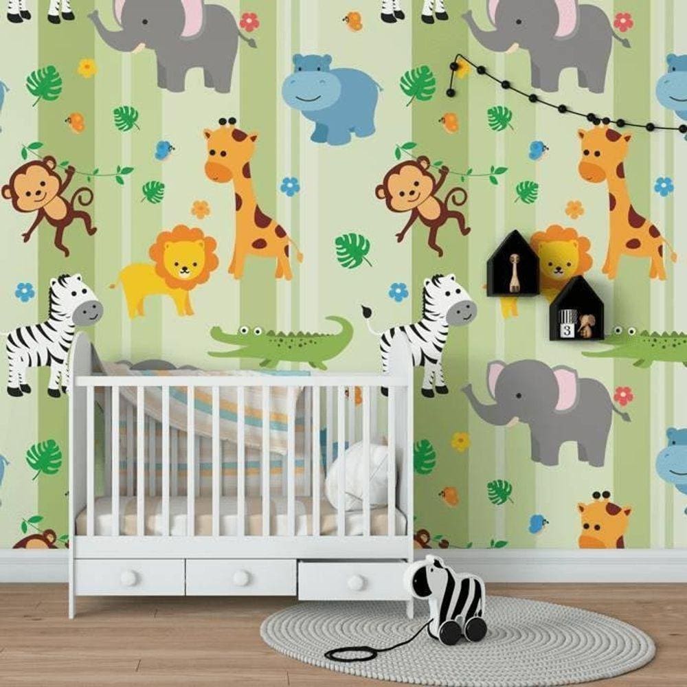 Papel de Parede Animais Kawaii Infantil 57x270cm