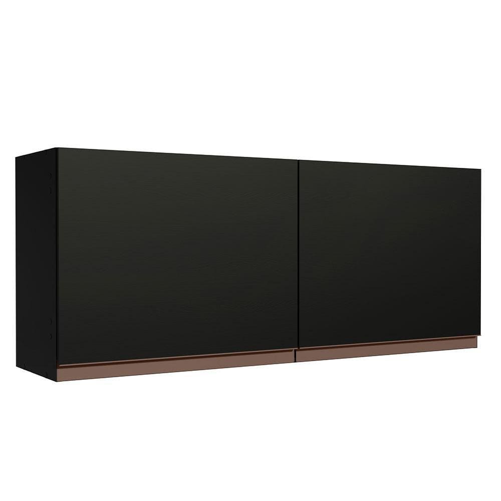 Armário Aéreo de Cozinha Madesa Reims 120 x 50 cm 2 Portas - Preto