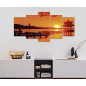 Quadro Decorativo Sala Quarto Escritório Sol Lago Ocidental