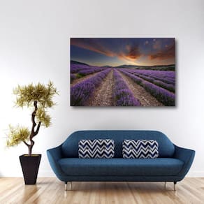 Quadro Flores Roxas Paisagem Tela em Tecido
