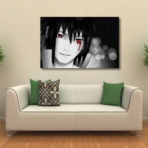Quadro Uchiha Sasuke Naruto decorativo com Tela em Tecido