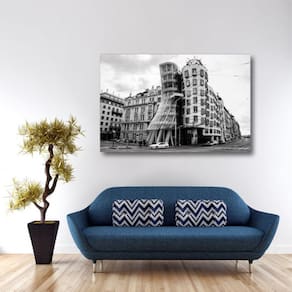 Quadro decorativo Cidades Preto e Branco - Tela em Tecido