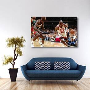 Quadro decorativo Michael Jordan Jogando - Tela em Tecido