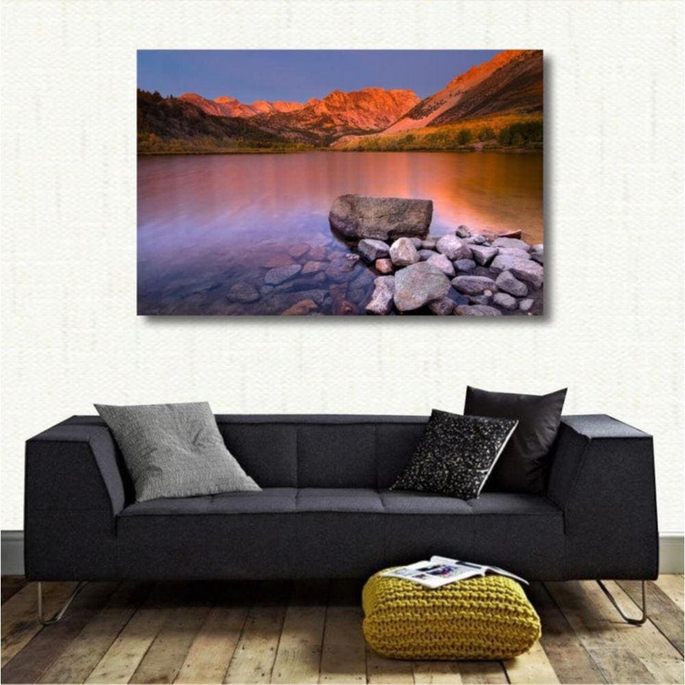 Quadro decorativo Paisagens - Lago e montanhas - Tela em Tec