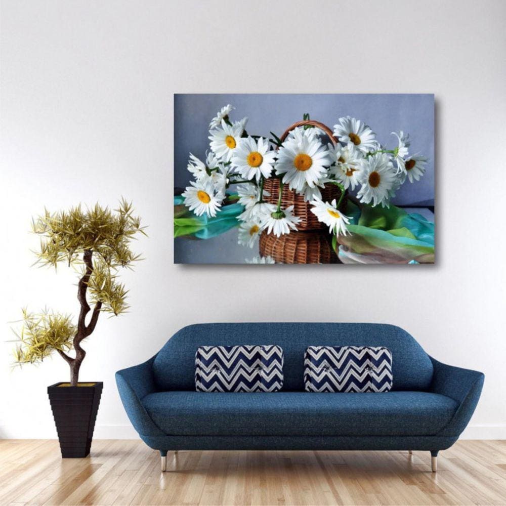 Quadro Flores Artístico com Tela em Tecido