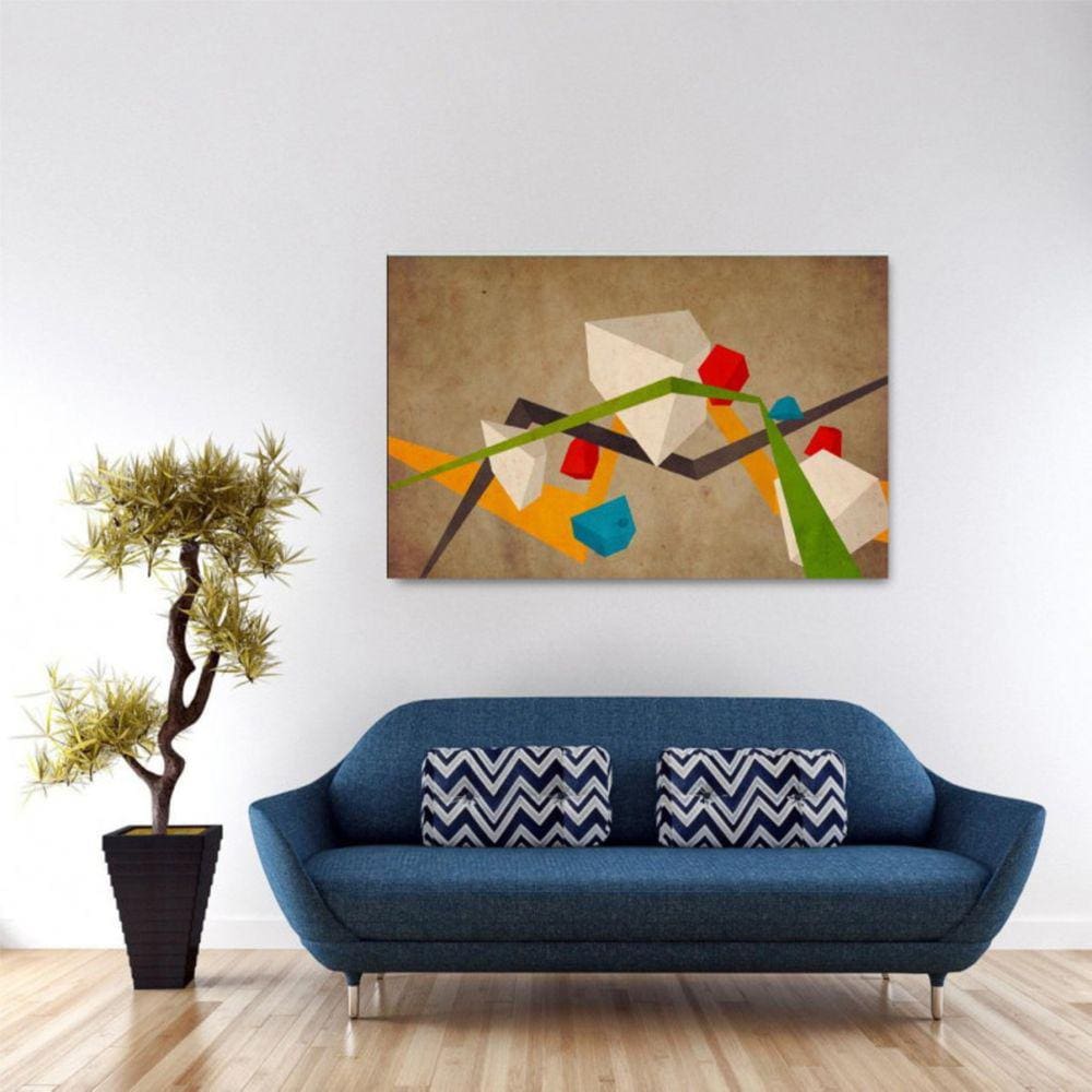 Quadro Abstrato decorativo Escritório C Sala Tela em Tecido