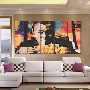 Quadro Decorativo Lobo Wall Street 5 peças 140x65