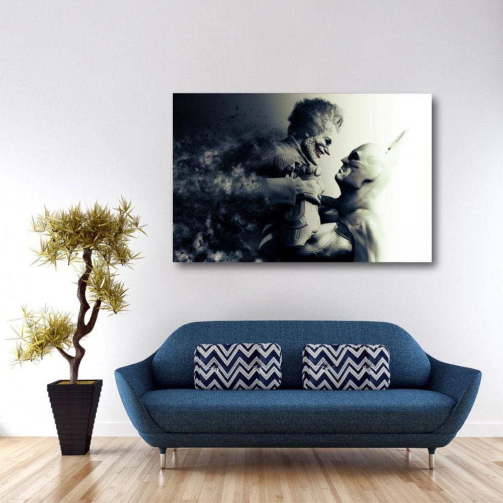 Quadro Batman e Coringa decorativo Tela em Tecido 2
