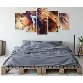 Quadro Decorativo Sala Quarto Escritório Leão Índia