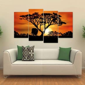 Quadro Decorativo África Paisagens Em Tecido 4 Peças 3