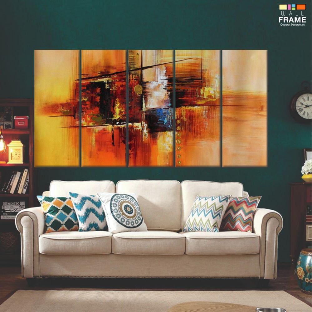 Quadro Decorativo 5 peças Abstrato 140x65
