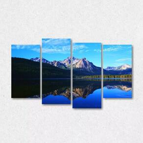Quadro Paisagem De Montanha Escritório Em Tecido 4 Peças 1