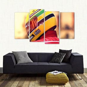 Quadro Decorativo Capacete Ayrton Senna Em Tecido 4 Peças