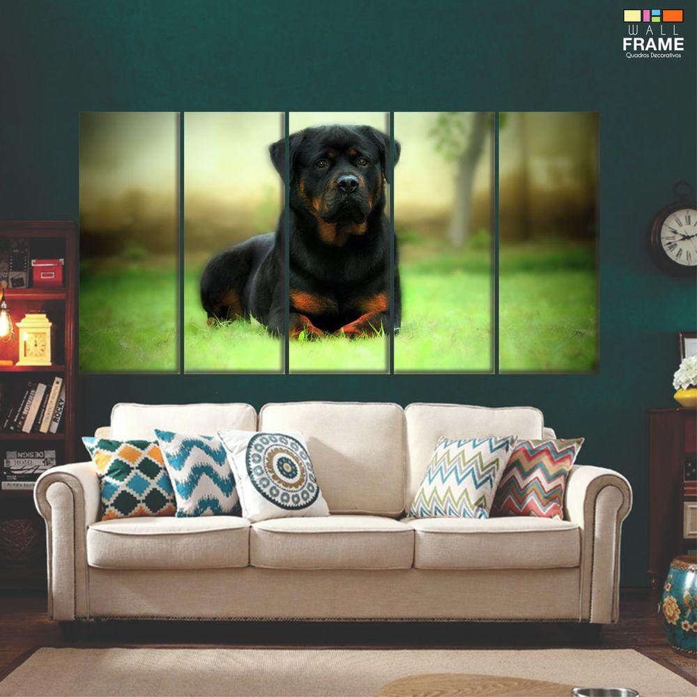 Quadro Decorativo Cachorro 5 pecas 140x65
