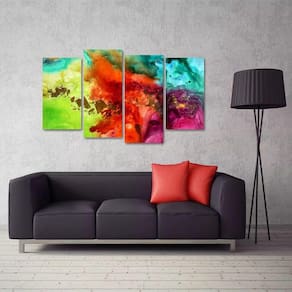Quadro Abstrato Colorful Escritórios Em Tecido 4 Peçases